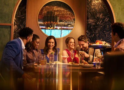 A group of people dining