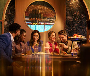 A group of people dining